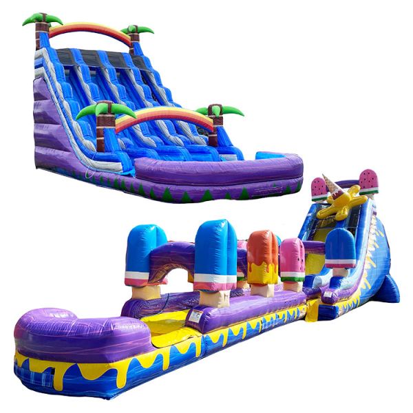 Inflatable Water Slide Kids Bouncer Jumping Castle The Double Lane Dry Ball Backyard