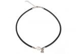 PU rope pearl choker stainless steel pendant necklaces with silver color