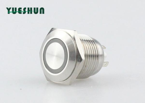 12V 24V LED Panel Mount Push Button Switch , 1NO 16mm Momentary Push Button