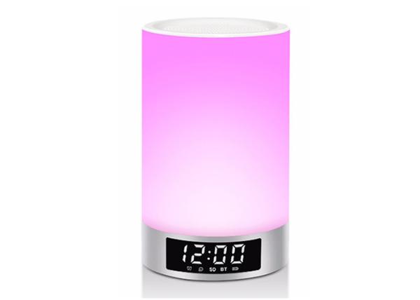 Quality Bedside Bluetooth Speaker Alarm Clock With Gradient Changing Colorful Night Light for sale