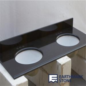 China Absolute Black Granite Bathroom Vanity Top with Double Sinks on sale
