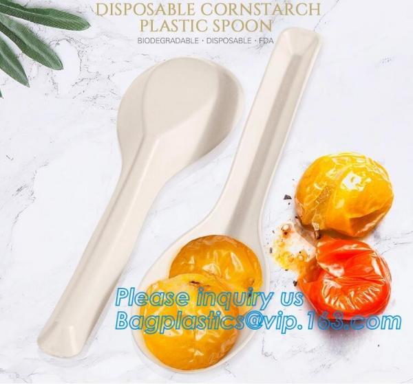 factory direct biodegradable corn starch 5 inch dessert spoon,food grade disposable biodegradable corn starch spoon pac