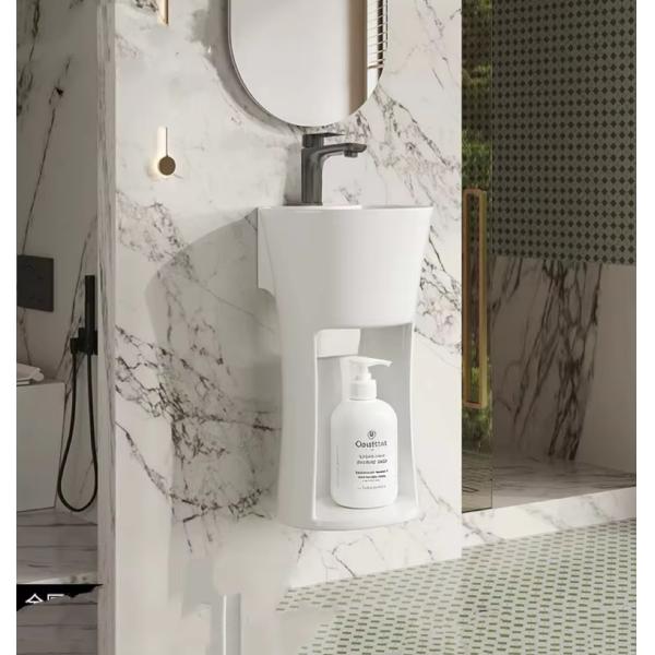 Ceramic Bathroom Sanitary Ware Wall Hung Semi Ped Basin Sink For Hand Washing