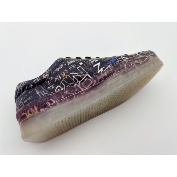 Sky Print Womens Leather Lace Up Casual Shoes Black Slip Resistant