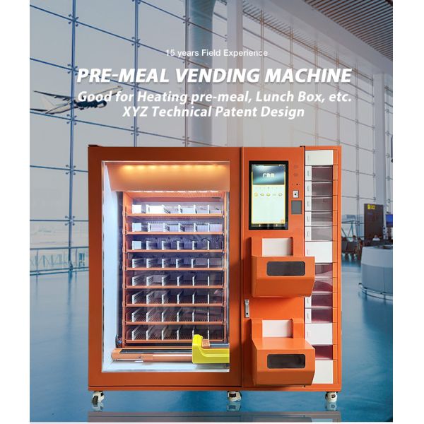 21.5 Inch Touch Screen Vending Machine With Microwave Oven Lunch Box Meal Automatic Hot Food Vending Machine