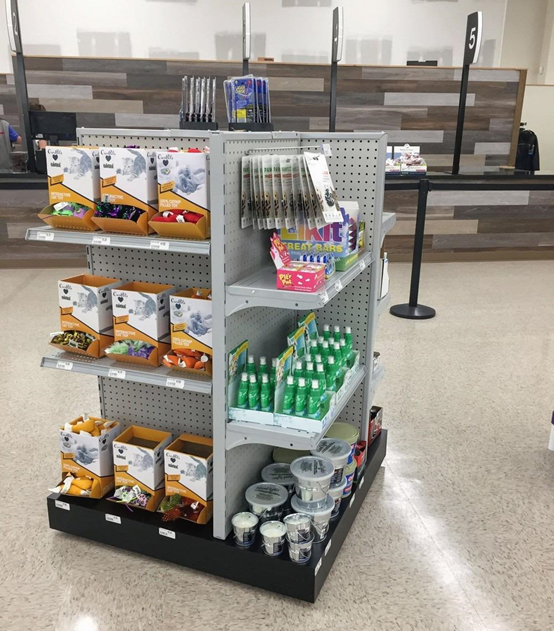 4-ways Display Units Multi-sided Display Shelves 360-degree design Display Units Mobile Gondola Shelving