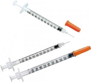 China Medical Grade Disposable Plastic Insulin Injection Syringe Needle With PE Poly Bag wholesale