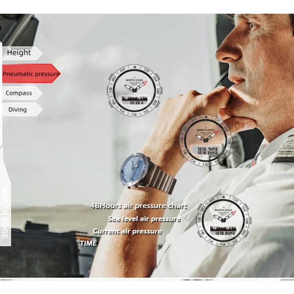 1.8In Waterproof Smart Electronic Watch 220mAh For Altitude Barometric Compass Temperature