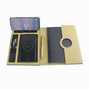 China A5 PU Phone Charger Notebook , Multi Function 8000mAh Notepad With Power Bank wholesale