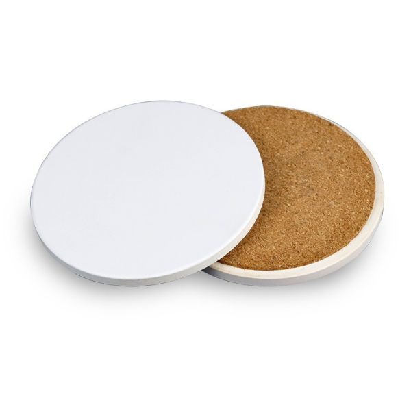 Non Slip Sublimation Ceramic Coaster Blanks With Cork Back 10cm And 10.8cm Size