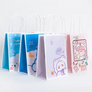 China 120gsm Bear Print Recyclable Kraft Paper Bags Custom Shopping Paper Bag For Food wholesale