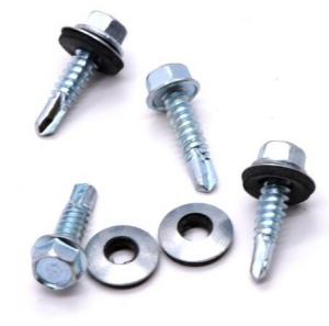 China Zinc Plate Surface Hex Head Self Drilling Screw With Nylon Washer 4.8 Grade wholesale