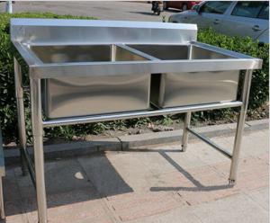 China Corrosion Resistant Stainless Steel Display Racks Double Bowl Kitchen Sink wholesale