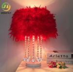 Romantic Bedside Table Lamp Multi Coloured Remote Control Feather Lamp