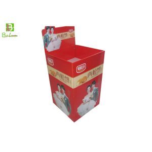 Red Cardboard Display Racks , Custom Floor Display stands Snacks