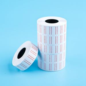 China Red Line Price Tag Sticker Roll White Price Gun Paper Roll wholesale