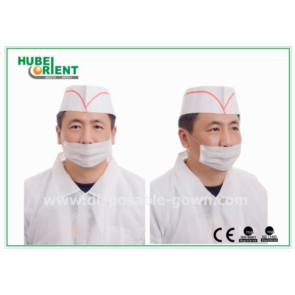 Odorless Chef Paper Hat Customized Disposable Chef Hats Printing Stripe And Logo