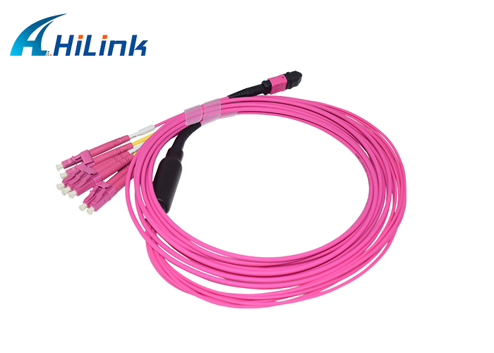 8 Core Duplex MM 50/125um OM4 LSZH Fiber Patch Cord 5M Type B MPO Female - 4 LC/UPC