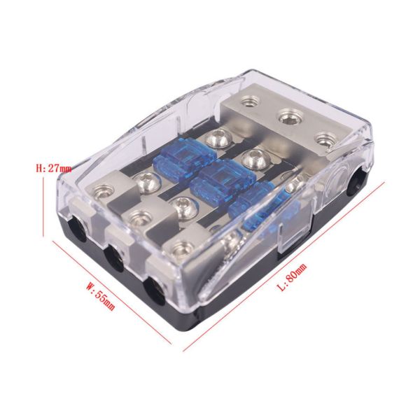 3 Way 30A-150A Car Audio Fuse Holder 32VDC Zinc Alloy Nicle Plated