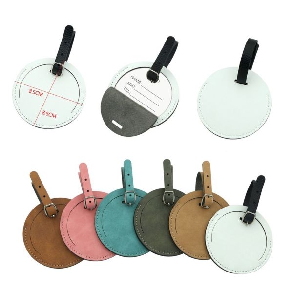 Custom Blank Sublimation Luggage Labels Travel Name Tag Double Sided Printing PU Leather Sublimation Luggage Tags