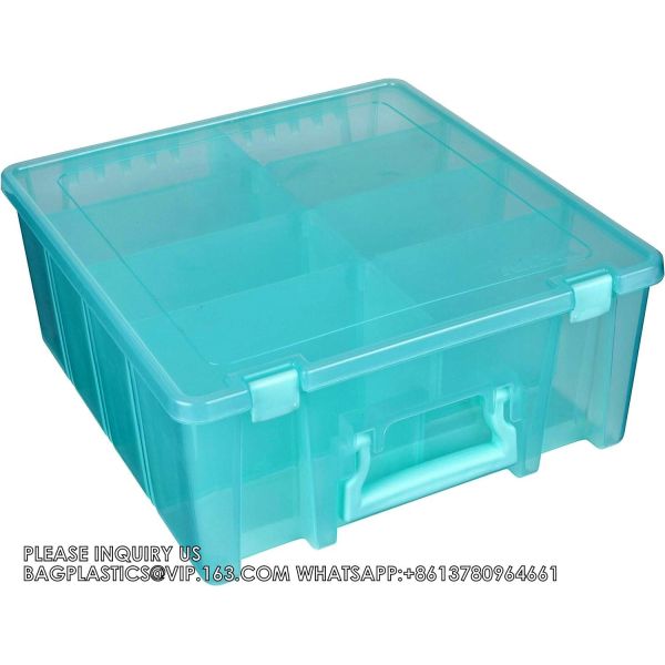 Strong Pack Plastic Organizer Box Grids, Craft Organizer Storage With Adjustable Dividers, Bead Organizer, Fishing
