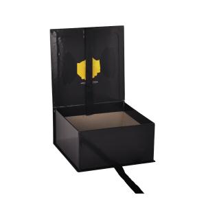 Glossy Black Custom Wig Boxes With Logo Rigid Paperboard Material