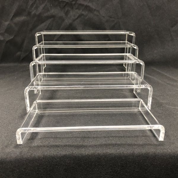 Clear Acrylic Riser Stands Shelf Retail Store Table Top Tiered Plastic Fixtures