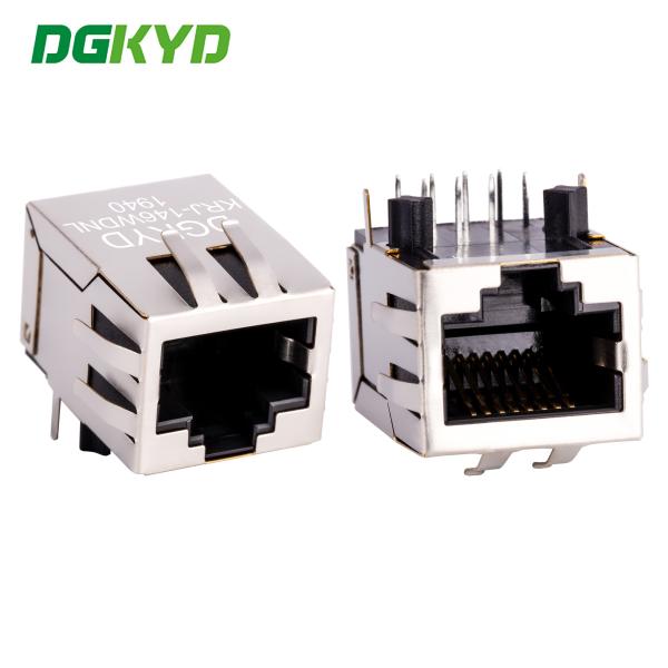 Quality Right Angle 10 / 100 BASE RJ45 Modular Jack With Transformer Ethernet Cable Connector KRJ-146WDNL for sale