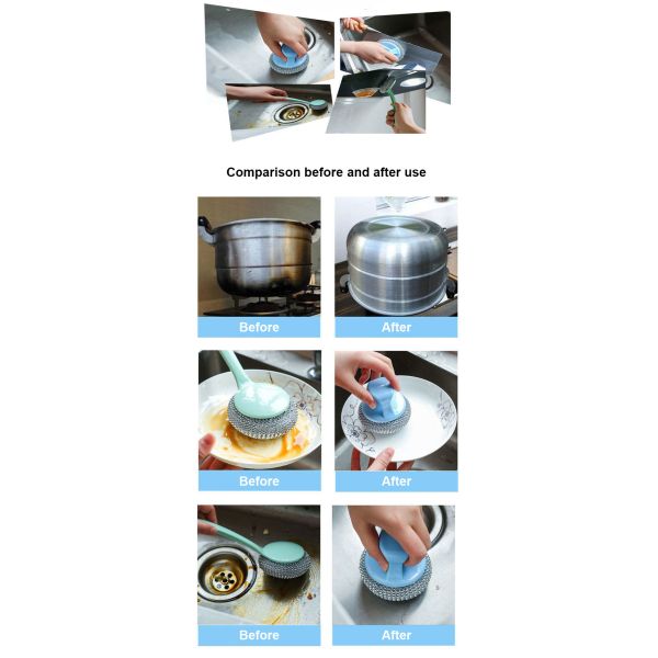 Customized Stainless Steel Kitchen Cleaning Scourer Rust Proof Non Scratch With Handle