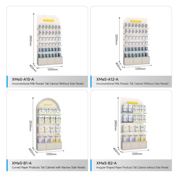 Maternity Store Display Furniture Cream Colored Wooden Cabinet with Iron Square Tube Mom & Baby Display Rack for Store