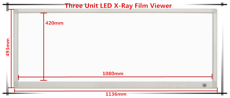 Three Unit LED X Ray Film Viewer Energy Saving Packing Size 1220 * 120 * 600 MM